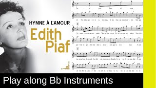 Edith Piaf  quotHymne à lamourquot BbInstrument Sheet Music [upl. by Shaylyn]