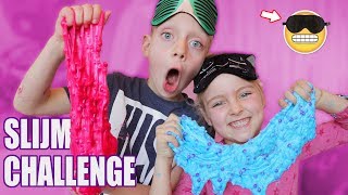 BLIND SLIJM MAKEN Blindfolded Slime Challenge ♥DeZoeteZusjes♥ [upl. by Feinstein]