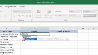 Cómo concatenar cadenas de texto en Excel [upl. by Ferrand]