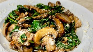 Garlic Mushroom amp Spinach  Quick Recipe [upl. by Ennovi513]