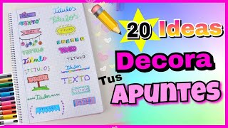 20 IDEAS DE TÍTULOS BONITOS PARA DECORAR TUS APUNTES  DECORA TUS CUADERNOS  NatyGloss [upl. by Pahl963]