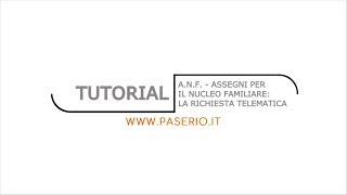 Tutorial  Assegni per il Nucleo Familiare ANF  Richiesta telematica [upl. by Prudy]